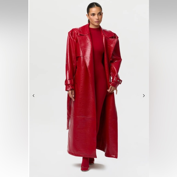 NAKED WARDROBE VEGAN CROC TRENCH COAT - Picture 2 of 11